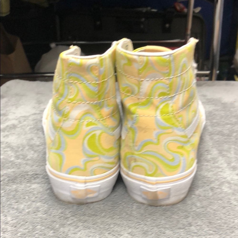 Vans Yellow and Green Swirl Patterned High-Top Sneakers - Picture 7 of 7